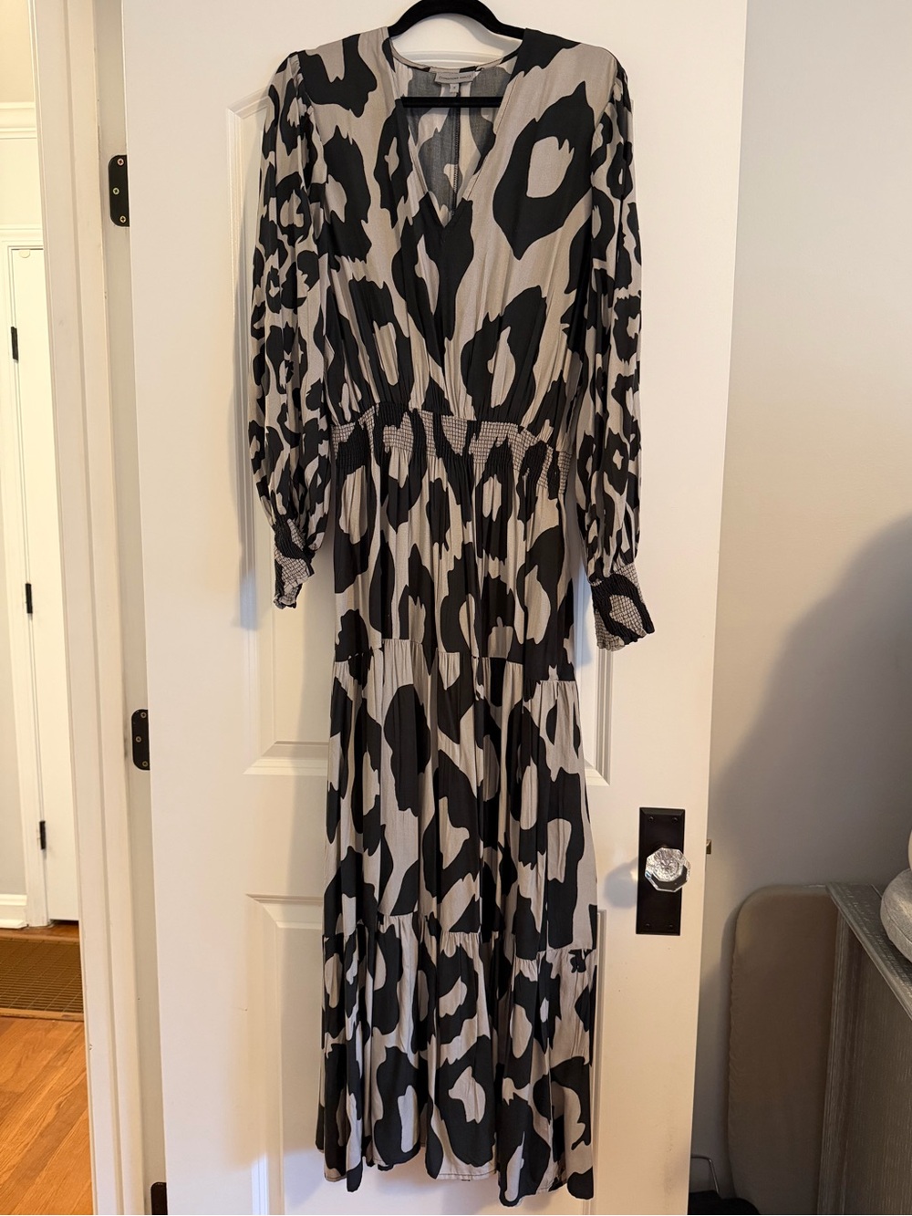 Gray and black print maxi dress